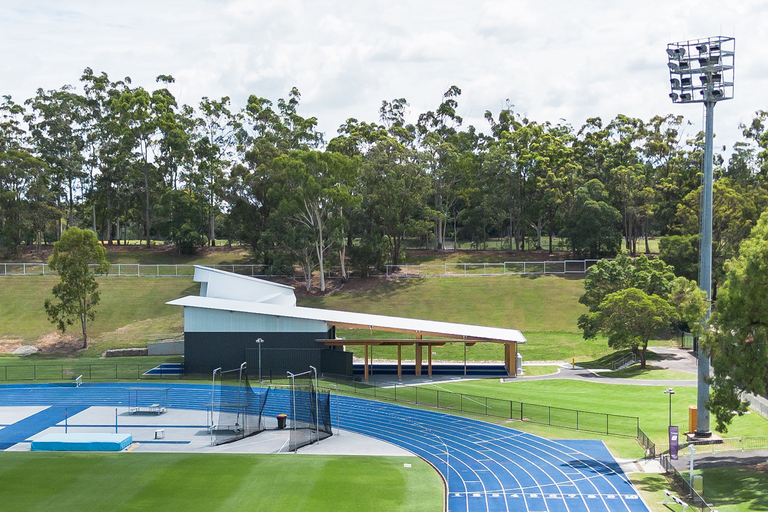 An athletics track and a building housing some of the National Throws Centre of Excellence