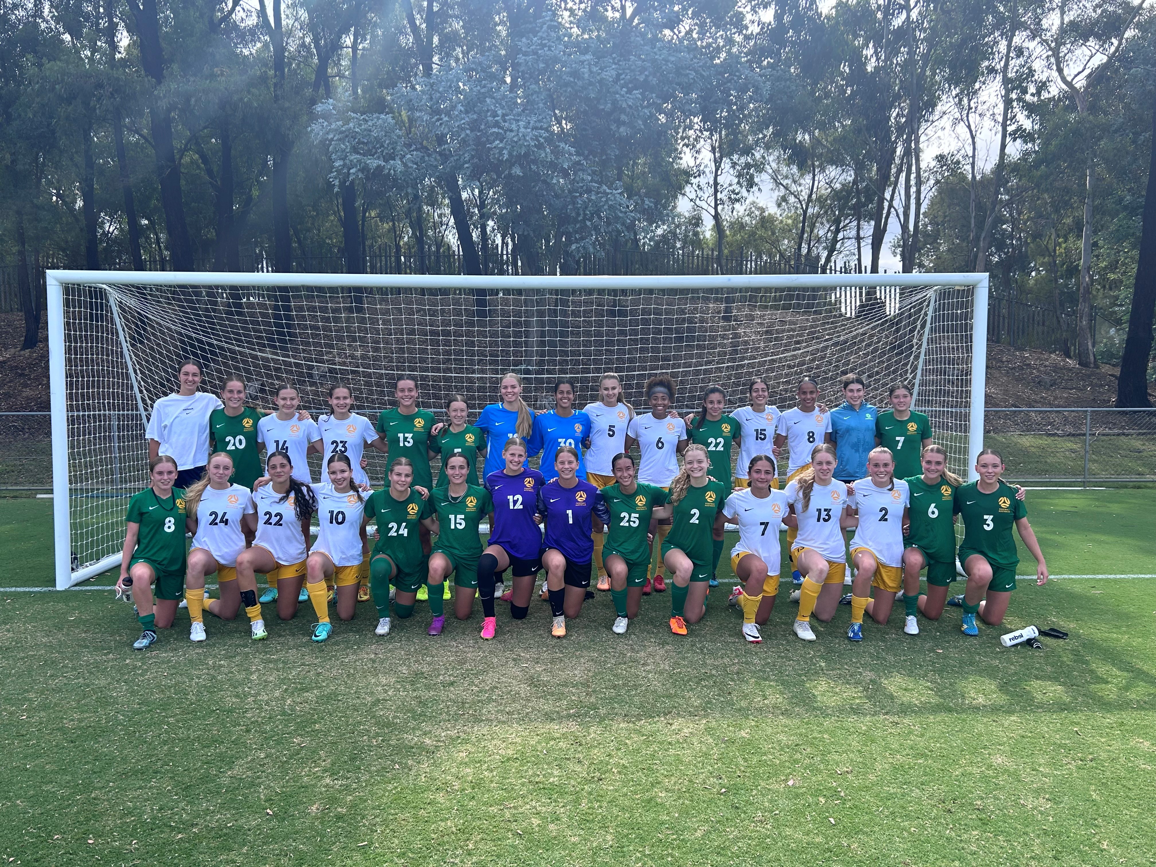 A squad photo of the 30 players attending the February Junior Matildas training camp
