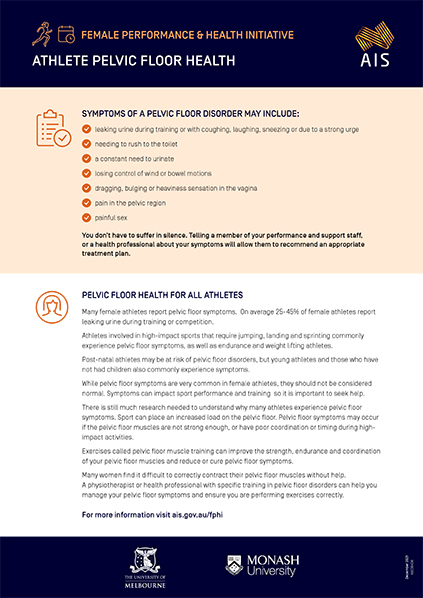 Pelvic floor health for all athletes fact sheet screen shot