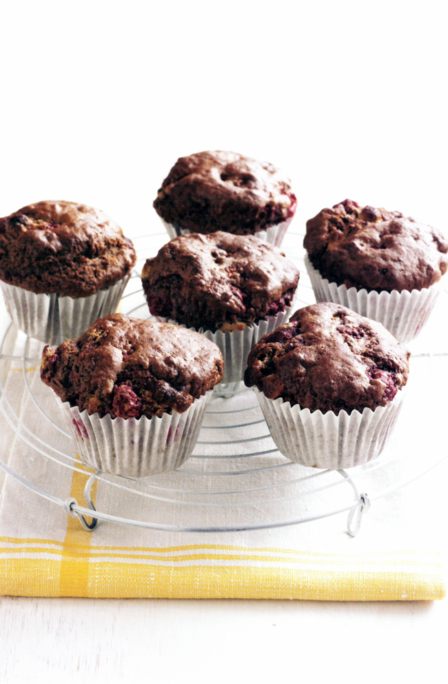 Raspberry-and-double-choc-muffins