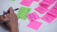 colourful notes spread out on a table