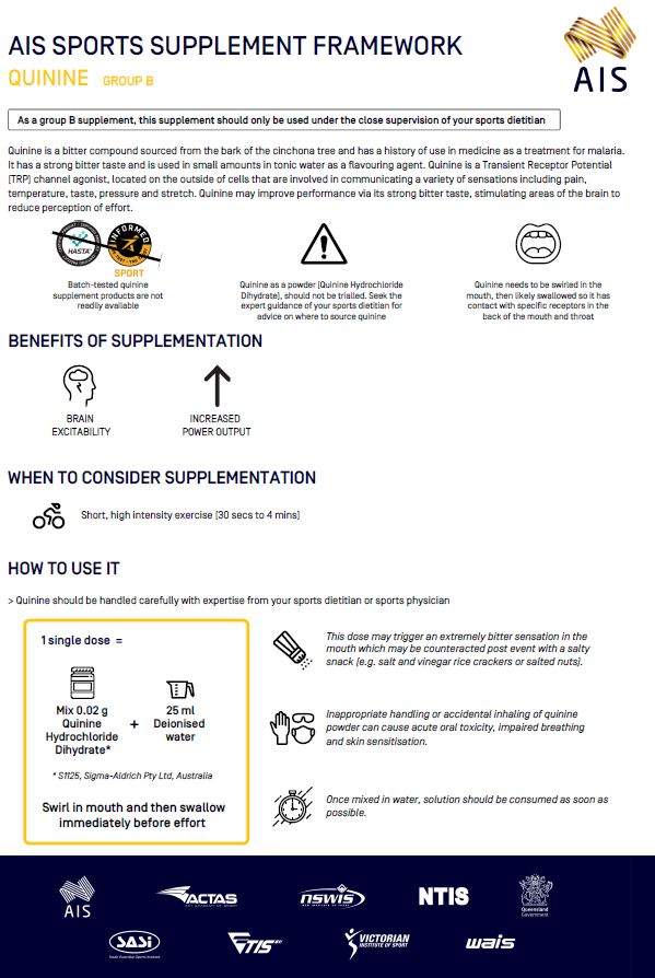 infographic of quinnie supplement fact sheet