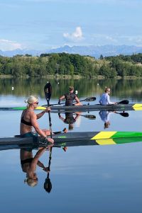 AIS athlete rowing in the morning on the lake