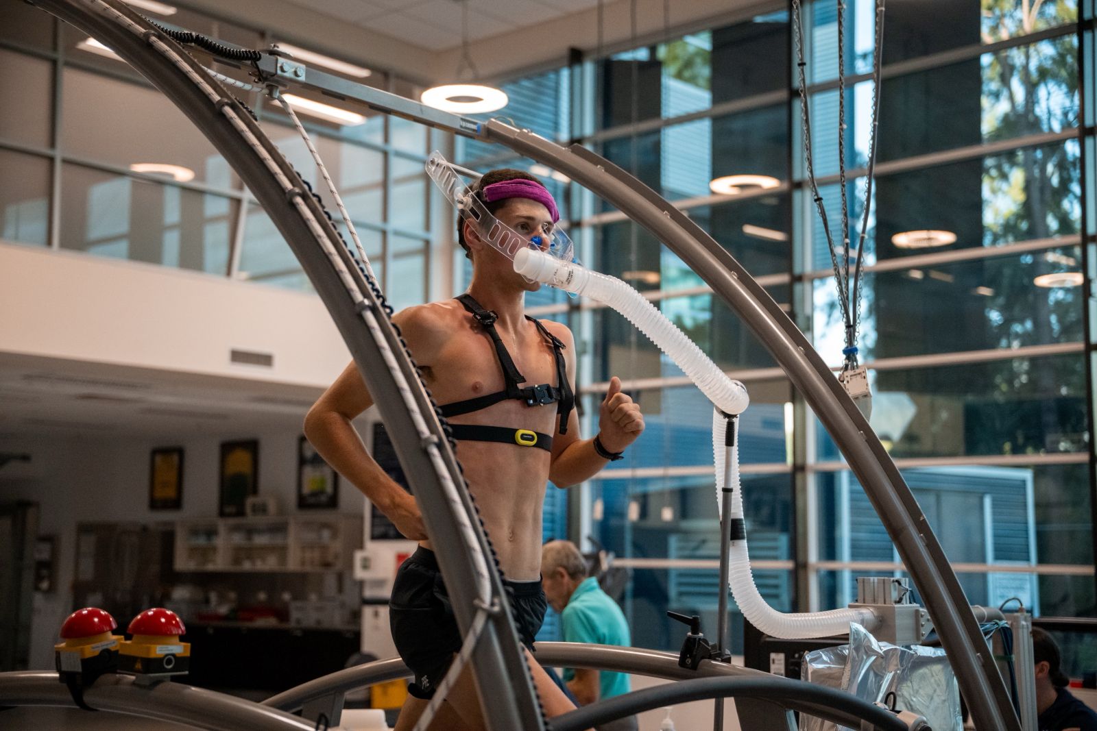 Cameron Myers in the AIS Physiology lab, where he undertook a lactate threshold test to help optimise his training sessions.