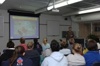 Greg Cox (Sports Dietitian) conducts a nutrition education session for athletes 2006