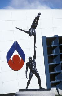 AIS Visitors Centre and acrobat statue 1996