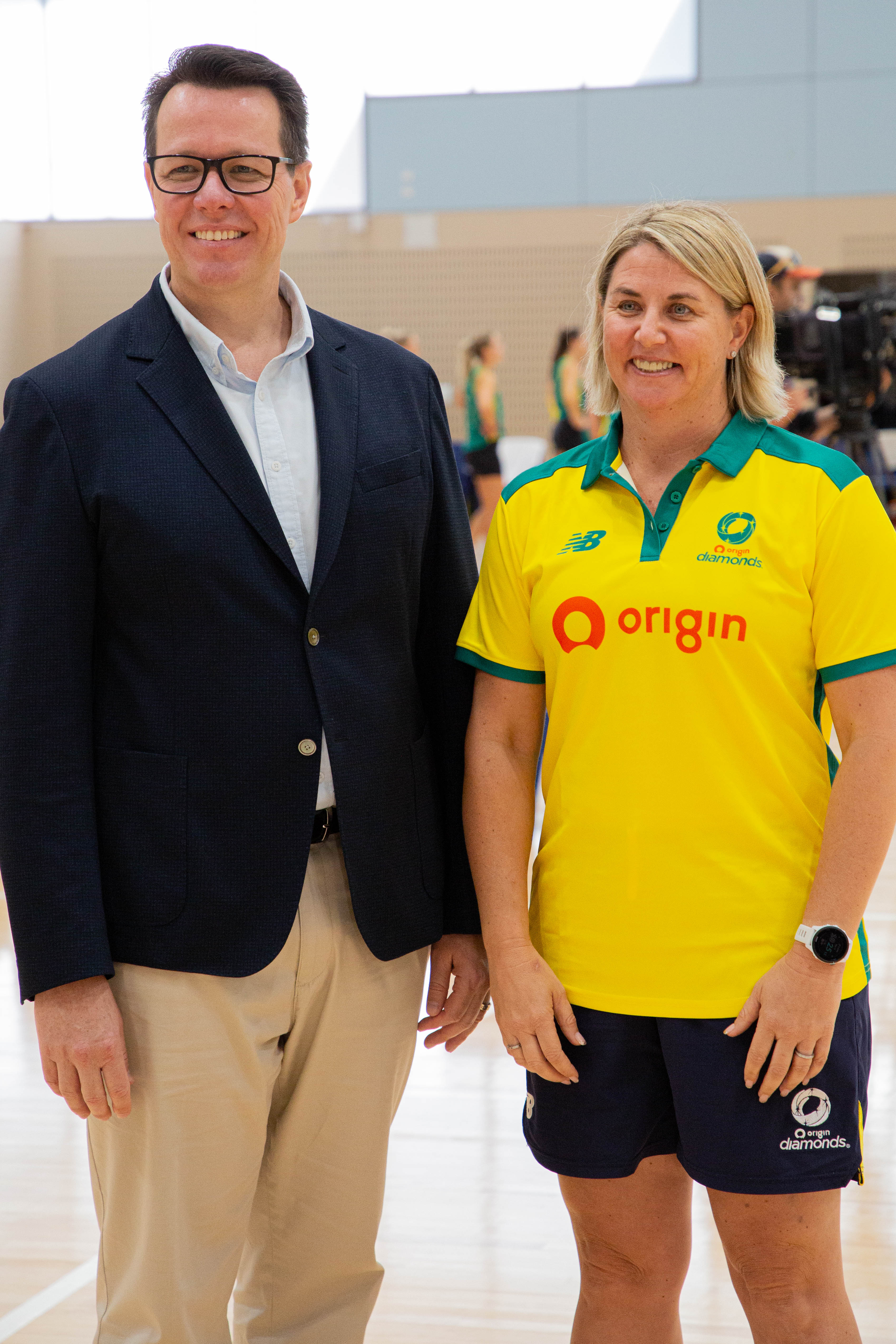 Australian Sports Commission CEO Kieren Perkins and Australian Netball Coach Stacey Marinkovich