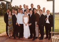 Kate's wedding photo with ex AIS swimmers