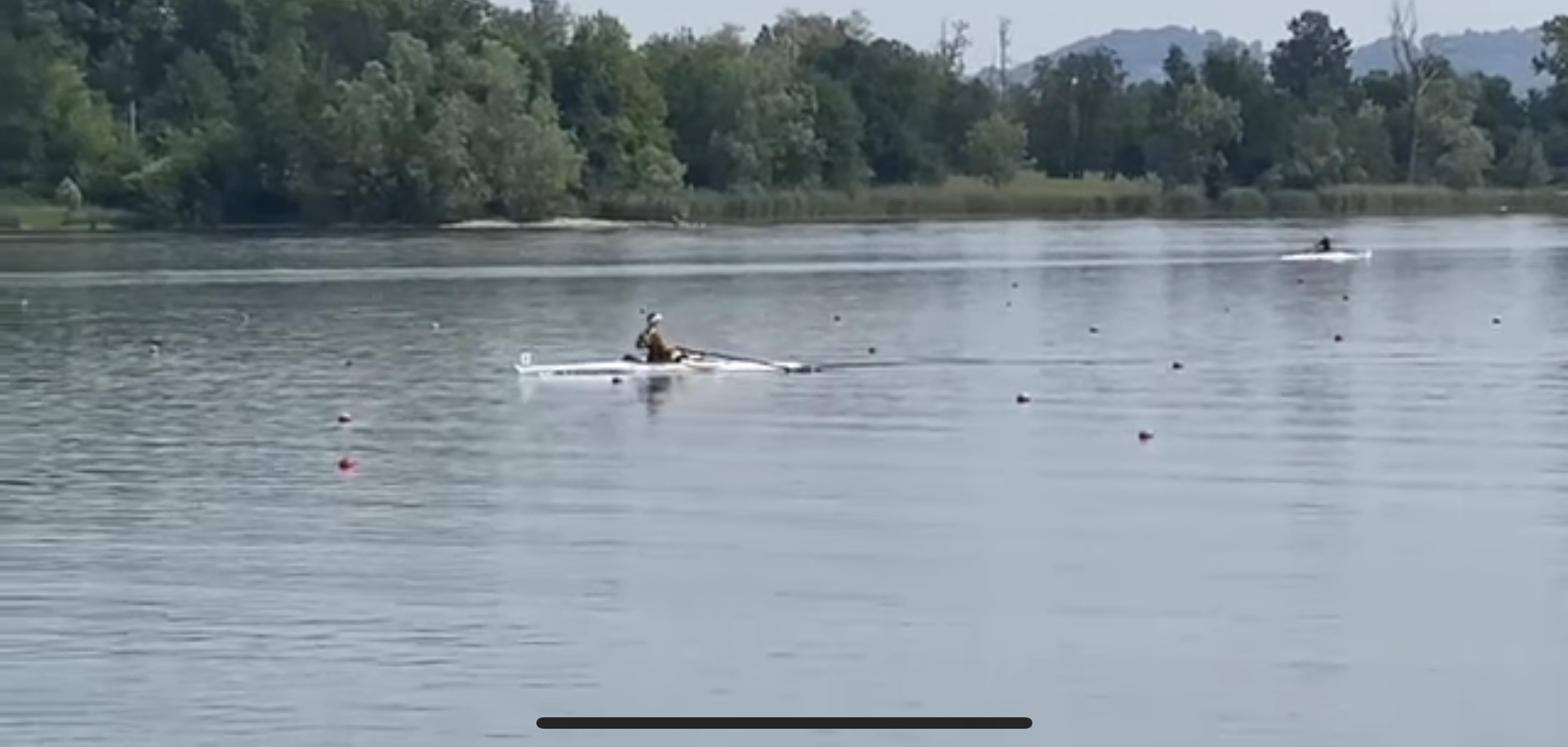 A rower on the lake rowing