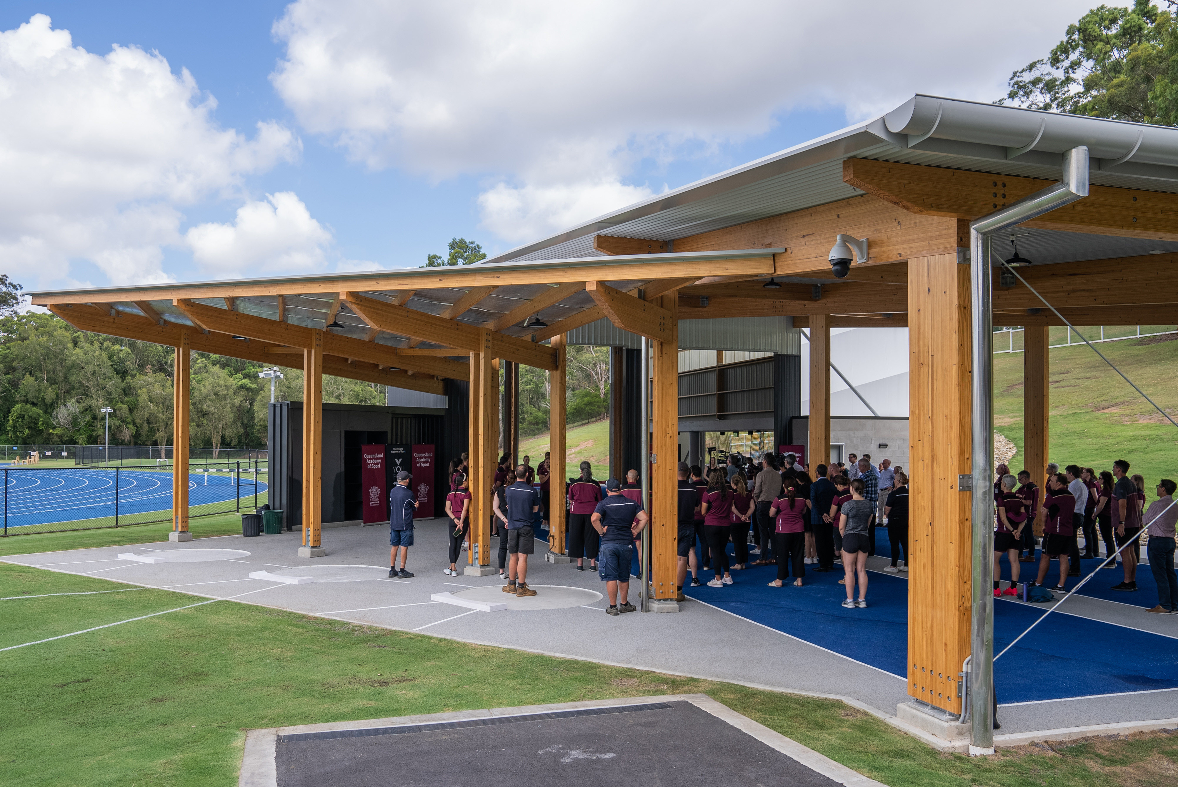 National Throws Centre of Excellence facilities, including a tall covered area and throwing circles