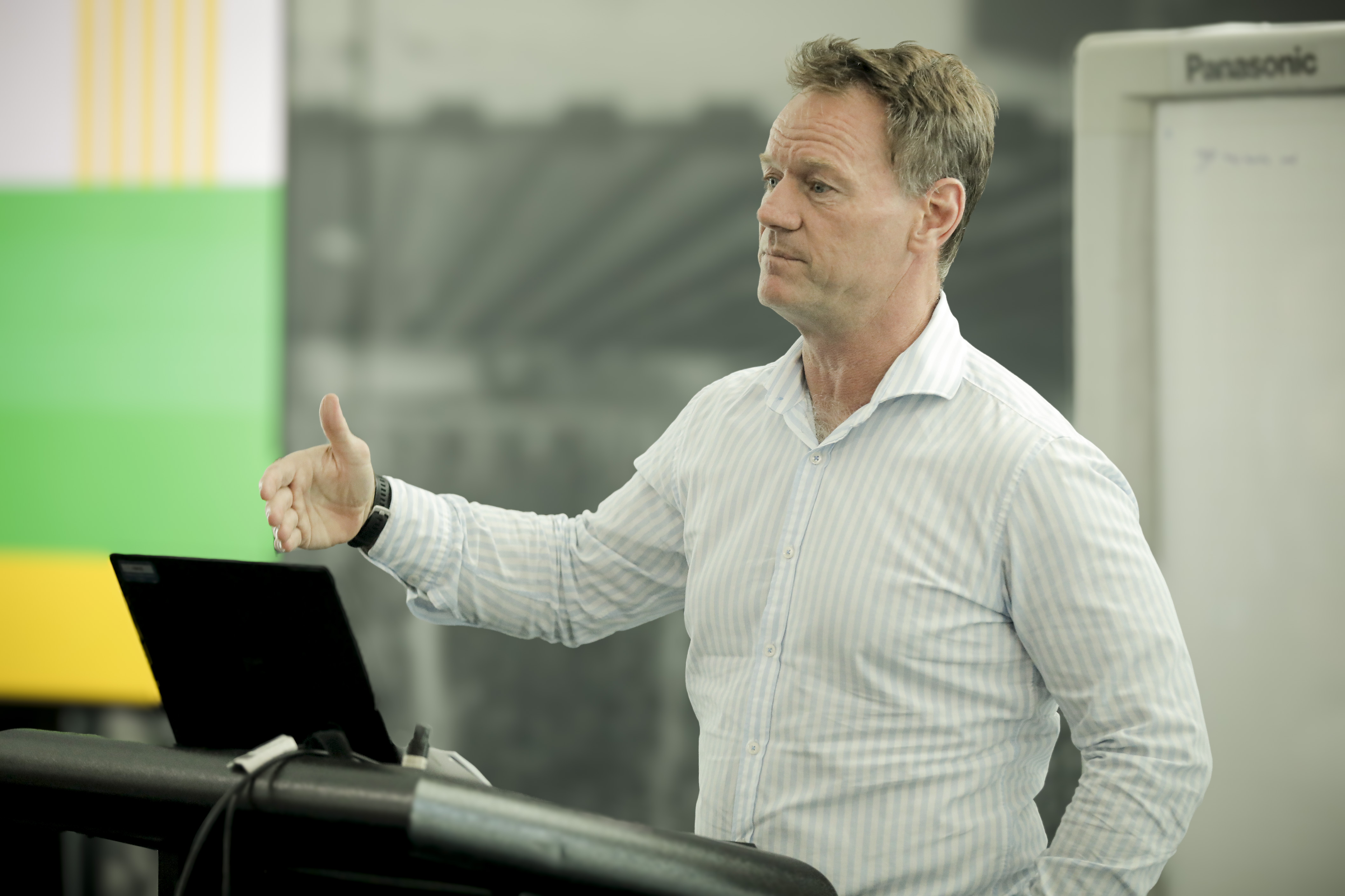Pat Howard, Executive General Manager of Strategy Insights & Innovation at the Australian Sports Commission giving the opening address at the Responsible AI in Sport workshop at the AIS.