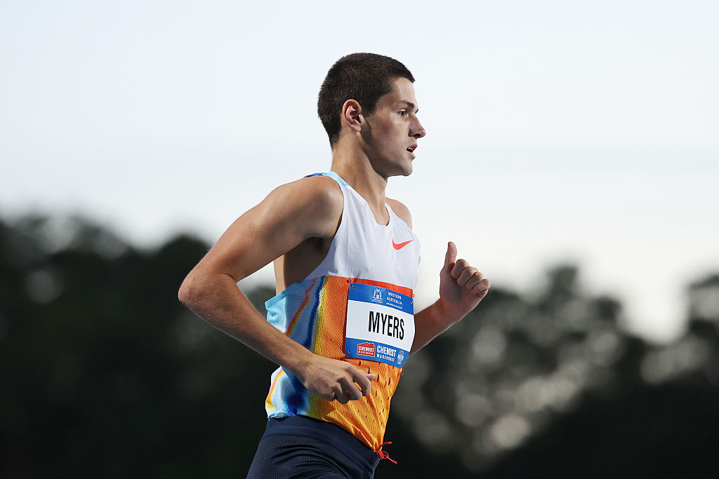 Cameron Myers at the 2025 Australian Open and Under 20 Athletics Championships in Perth, where he won the men's 1500m final. 
