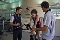 AIS Athlete Beki Lee working out on an exercise bike in the AIS recovery centre 2012