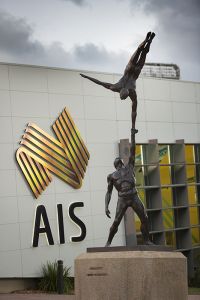 AIS campus visitor centre gymnast statue 2014