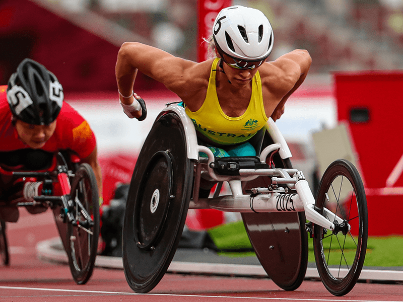 Madison de Rozario competes in the wheelchair racing at the Tokyo 2020 Paralympic Games