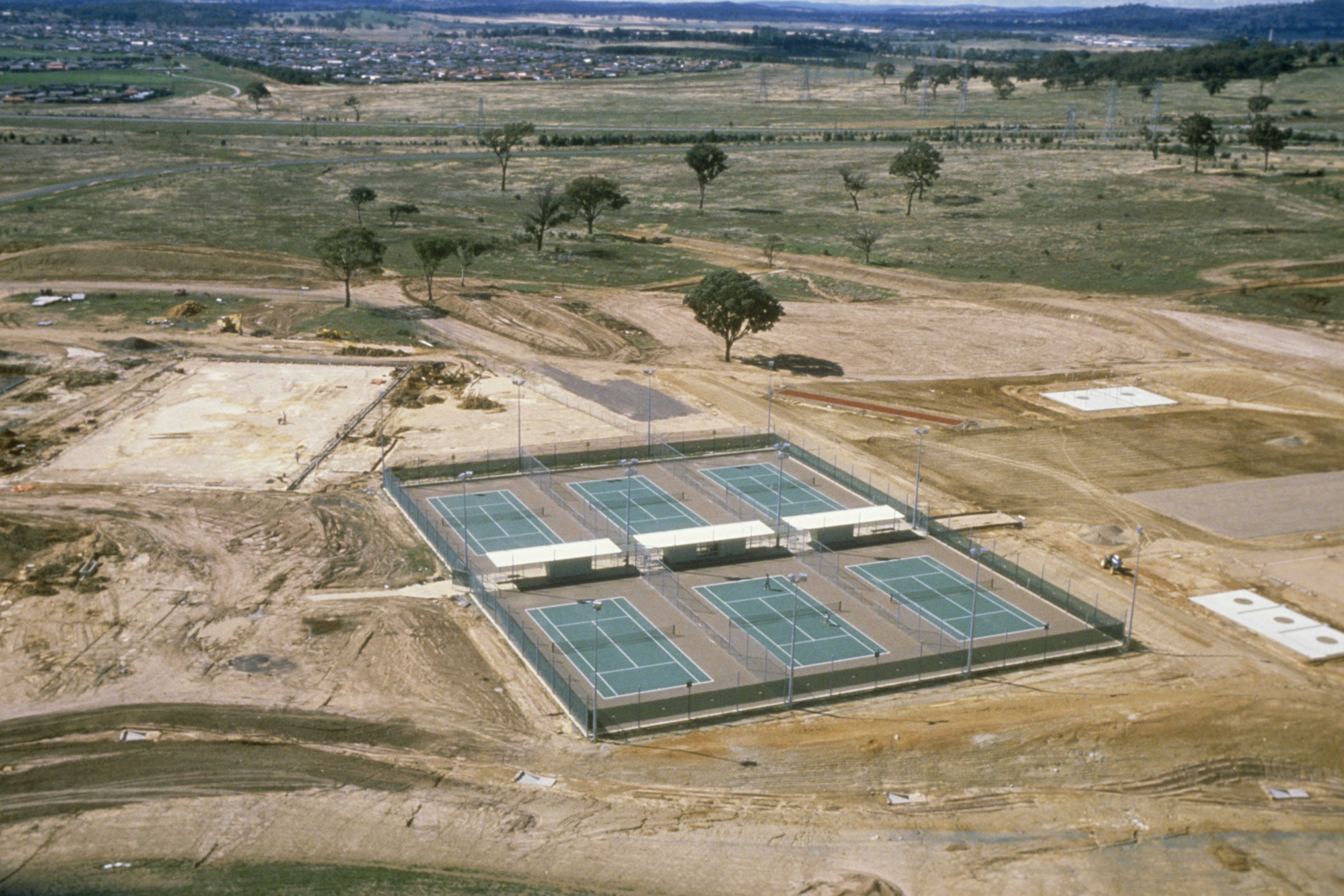 The old AIS outdoor tennis courts when they were constructed in 1983.